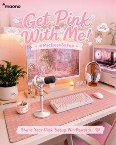 Already have a Maono mic on your desk? Show us your pink setup 