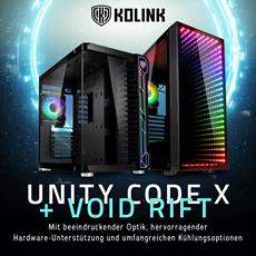 Kolink Unity Code X &amp; Void Rift - Showcases f&uuml;r High-End-Hardware jetzt bei Caseking