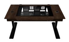 LIAN LI DK-07 WOOD: Motorisierter PC-Schreibtisch in edler Walnussoptik